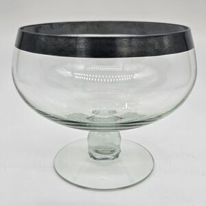 Vintage Silver Band Pedestal Compote Bowl